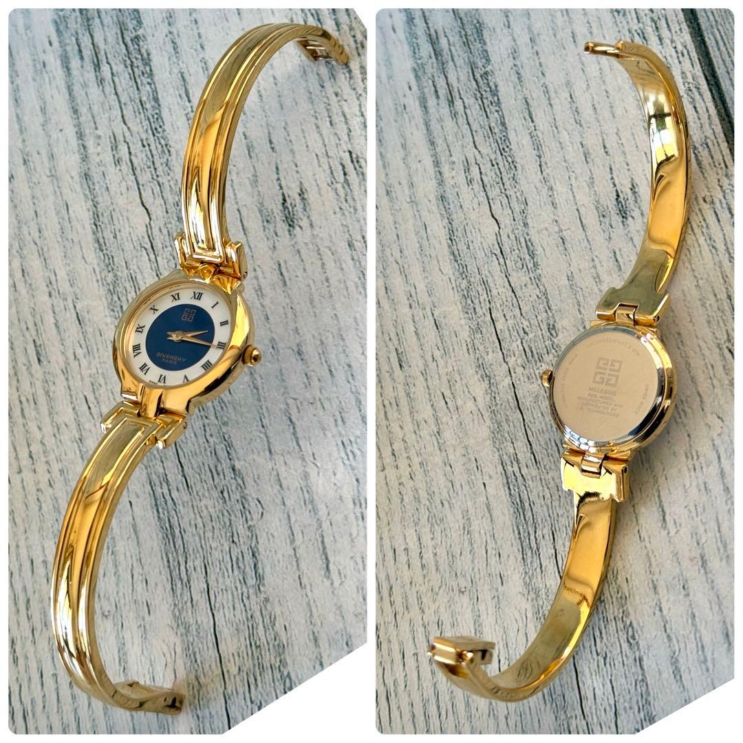 【電池交換済】GIVENCHY ジバンシー 腕時計 バングル ラウンド ゴールド