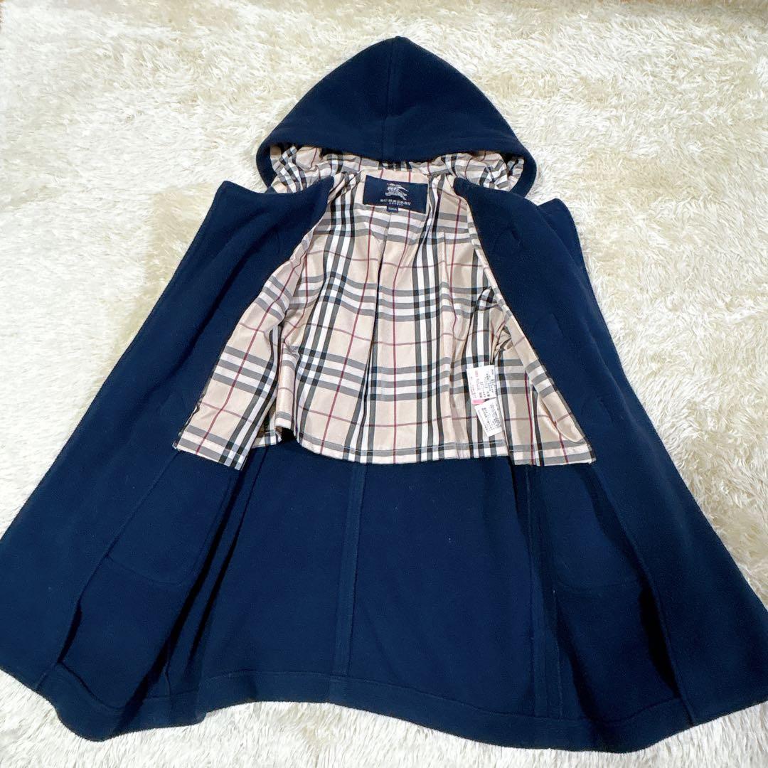 バーバリーロンドン 120cm ダッフルコート ノバチェック 濃紺　フォーマル