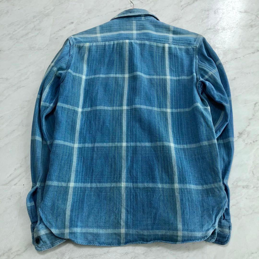 【希少】RRL ヘビー フランネル インド コットン チェック ブルー XS