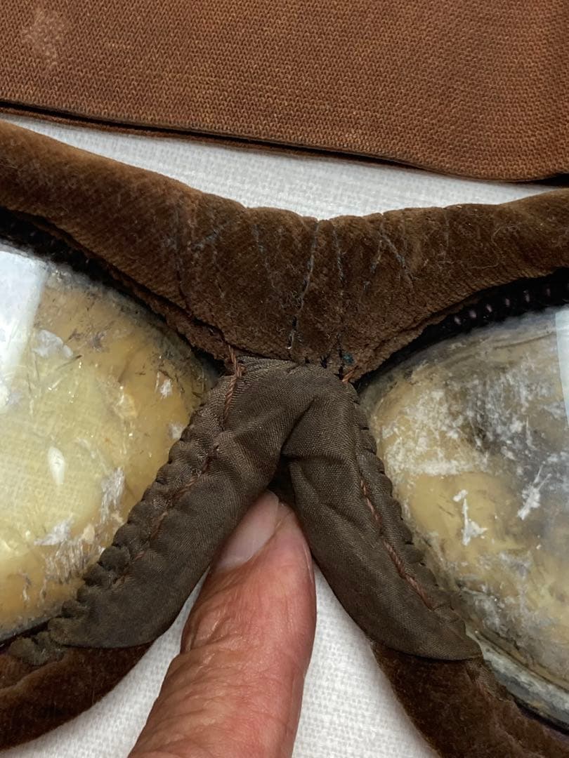 航空眼鏡　ゴーグル　飛行機マーク（青木ー深澤航空光機）　旧日本軍　希少