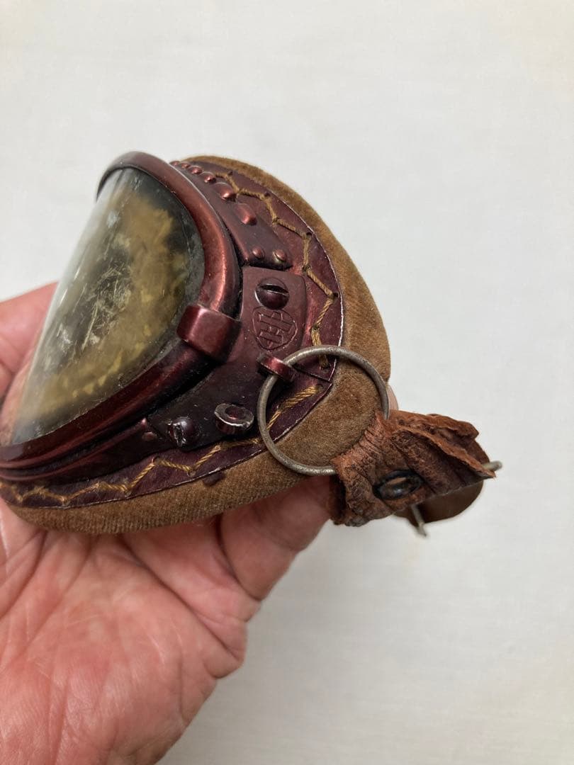 航空眼鏡　ゴーグル　飛行機マーク（青木ー深澤航空光機）　旧日本軍　希少