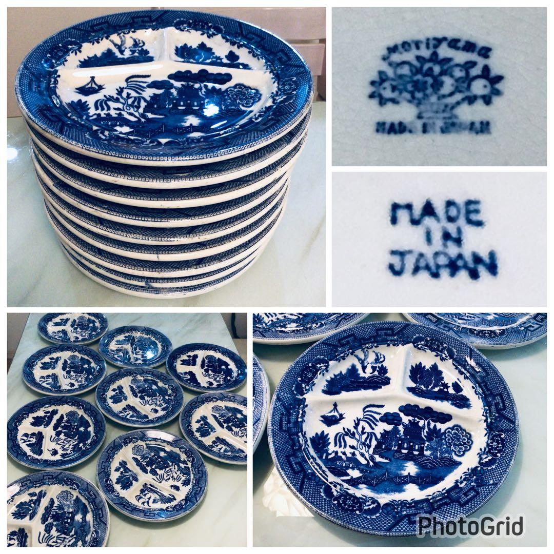 昭和レトロ・ブルーウイロー・ランチプレート・オキュパイド・日本製・9枚まとめて！