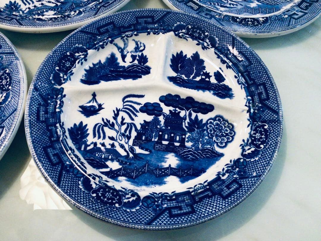 昭和レトロ・ブルーウイロー・ランチプレート・オキュパイド・日本製・9枚まとめて！