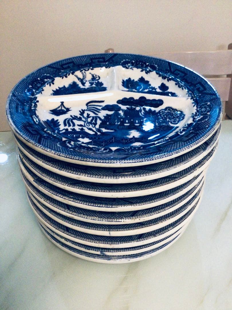 昭和レトロ・ブルーウイロー・ランチプレート・オキュパイド・日本製・9枚まとめて！