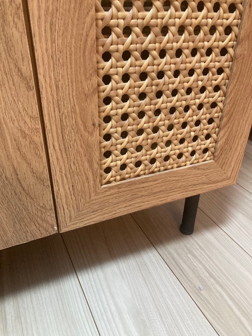 [14の購入15発送 16-18発送不可]LOWYAラタンキッチン収納幅90cm