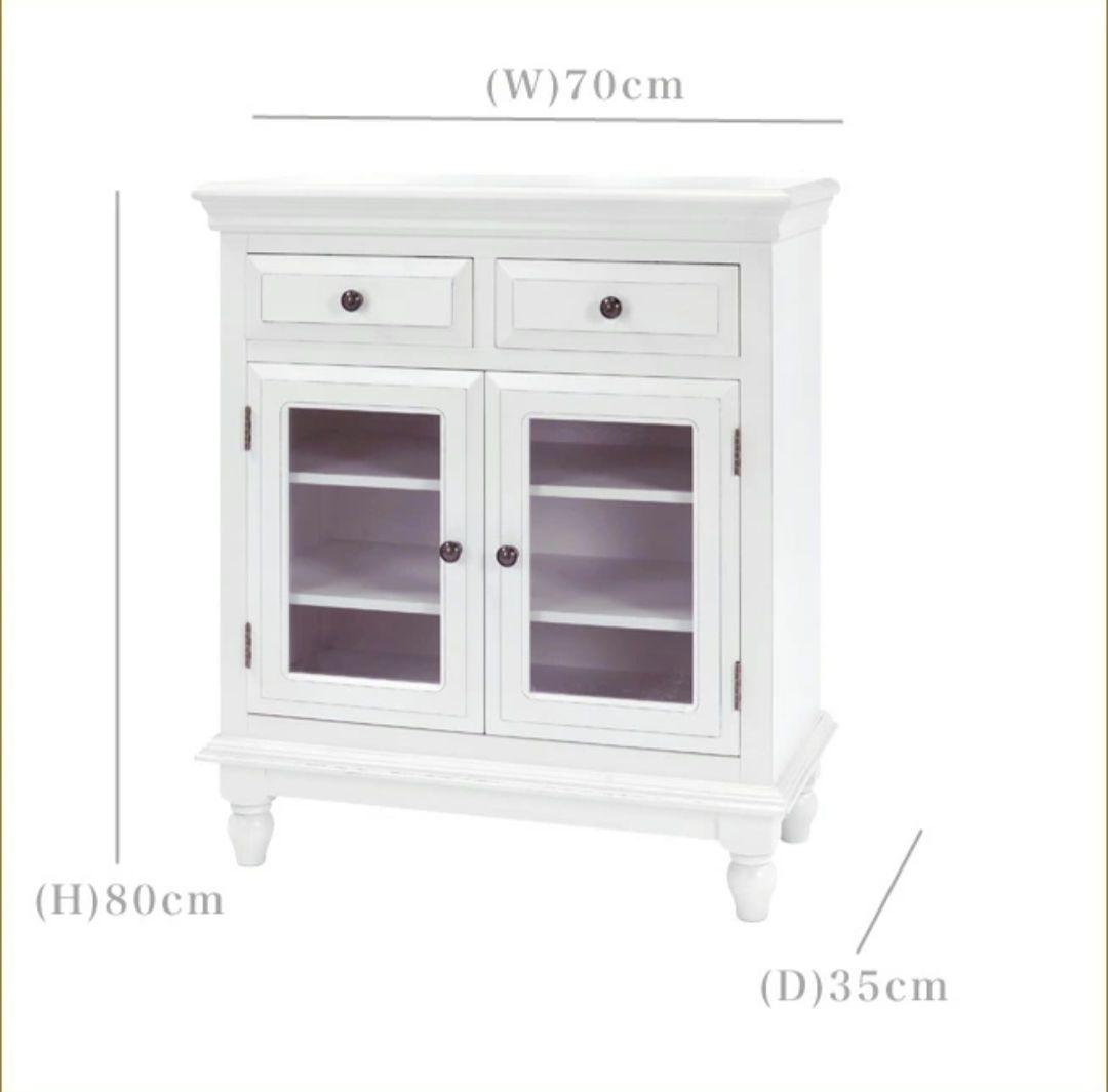 訳あり　キャビネット　白　棚　ホワイト　チェスト フレンチ　アンティーク　姫家具