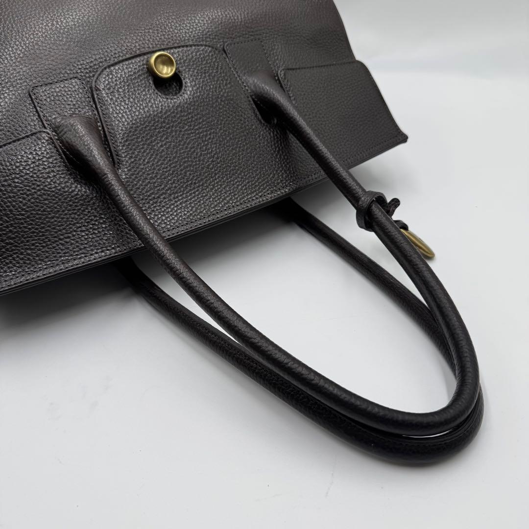 美品✨ トフアンドロードストーン トートバッグ ルーフボタン ビジネス A4 茶