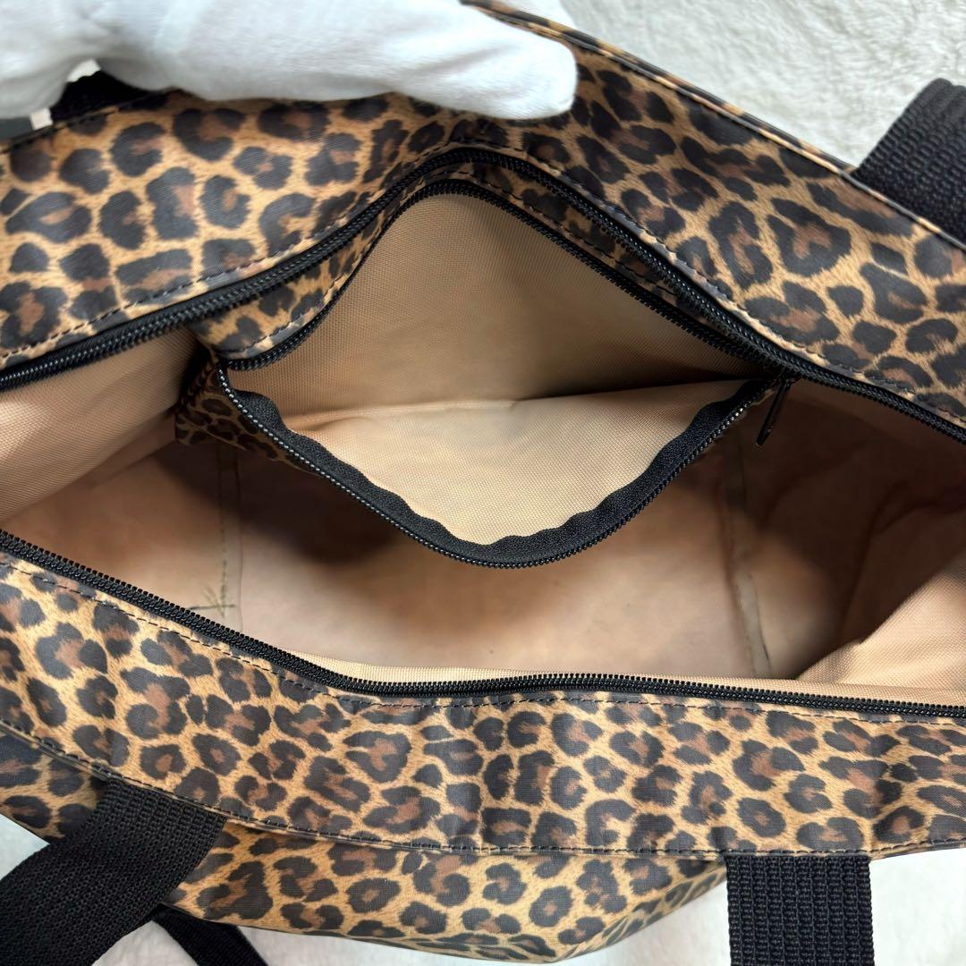【美品】エルベシャプリエ　舟形　トートバッグ　レオパード　パンサー　Lサイズ