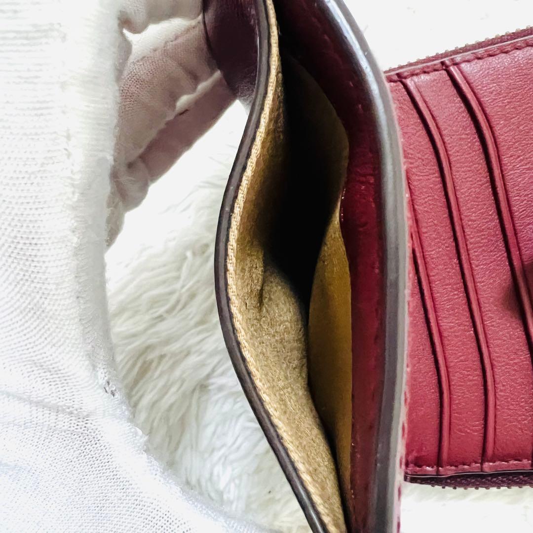 美品 ポロラルフローレン ポロベア レザー 二つ折り財布 ワイン