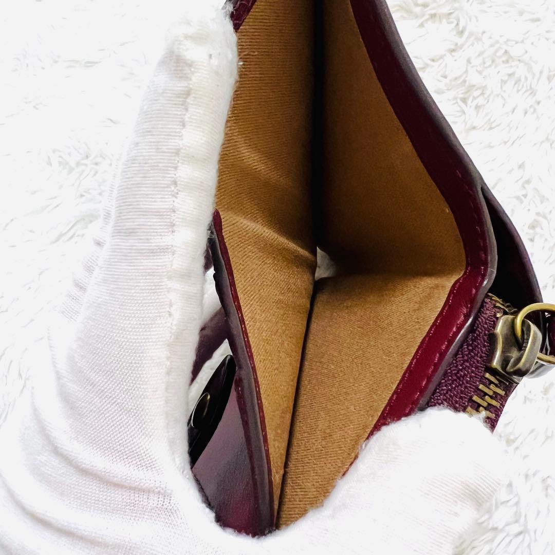 美品 ポロラルフローレン ポロベア レザー 二つ折り財布 ワイン