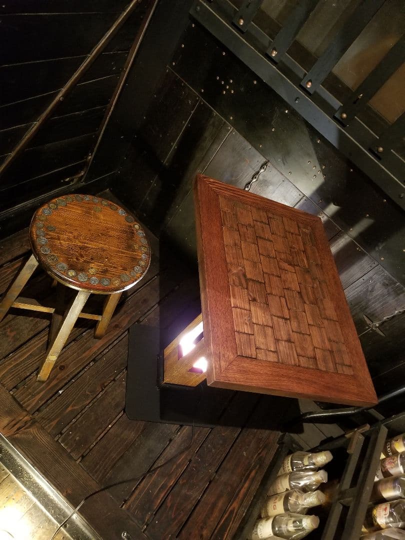 オーダーメイド　デザイナーズ　モダン　アイアン　オーク　サイドテーブル　ランプ