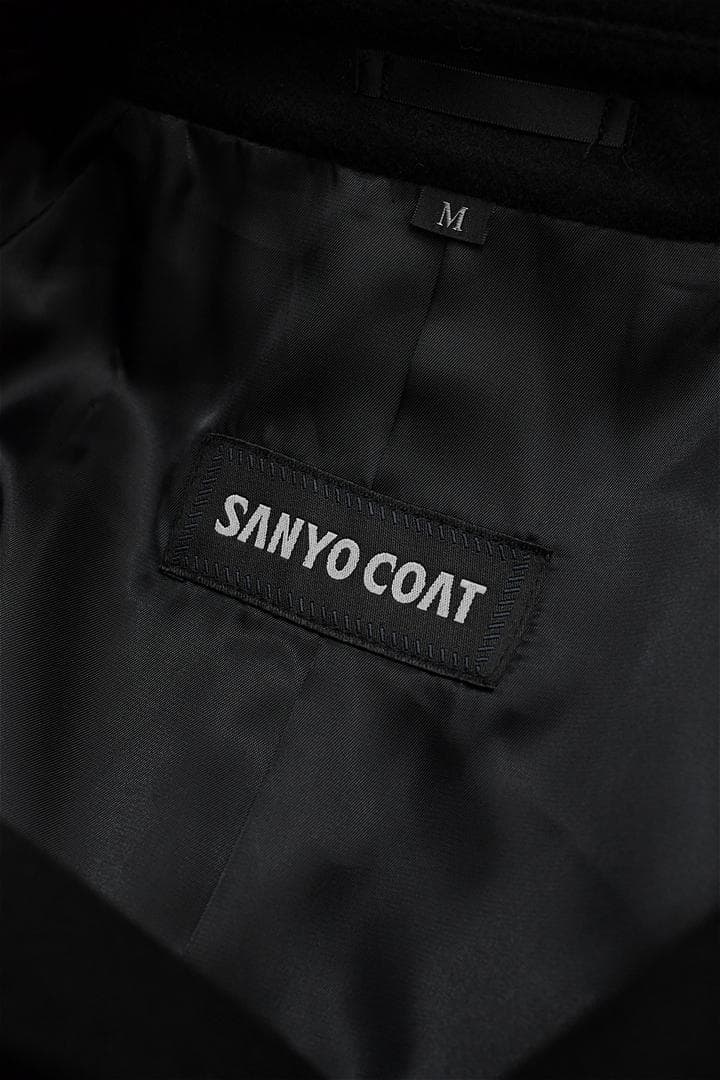 V302/美品 SANYO COAT ステンカラーコート カシミヤ M 黒