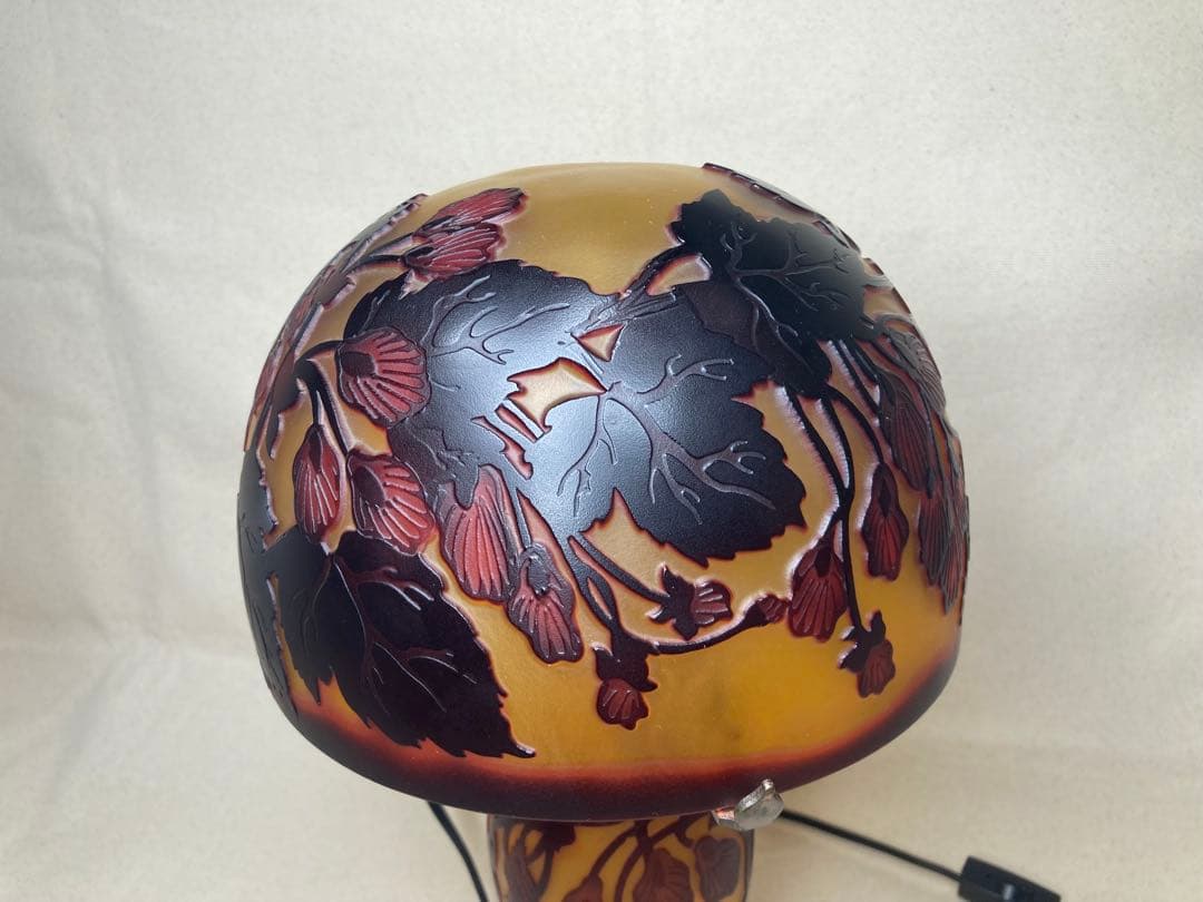 【美品】アンティーク調 キノコ型 ガレ風ランプ