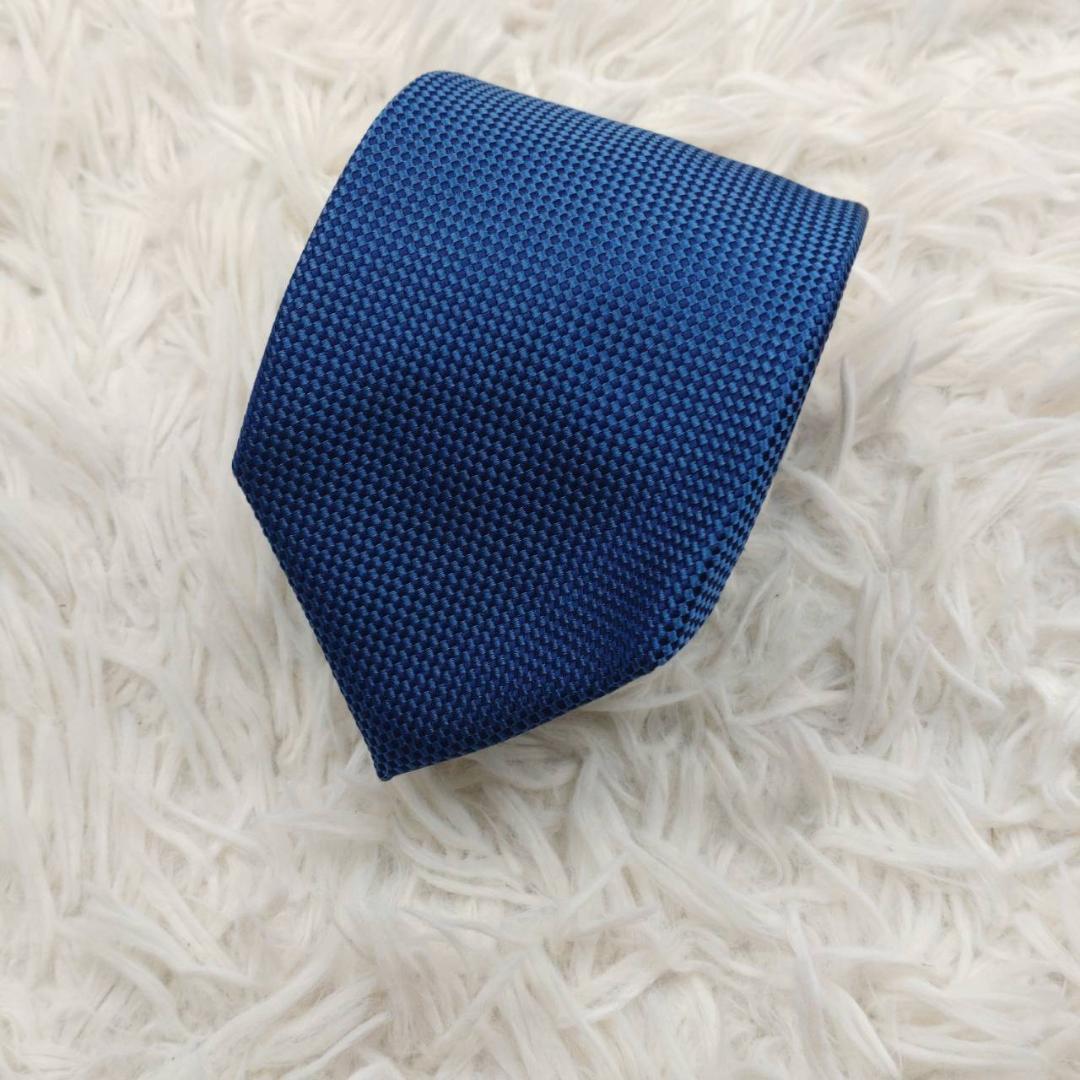 シャルベ 高級シルクネクタイ 総柄 ブルー