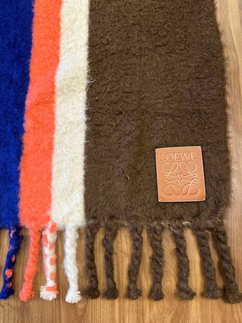 【セール】LOEWE ロエベ　アナグラム ストライプ モヘア ブランケット