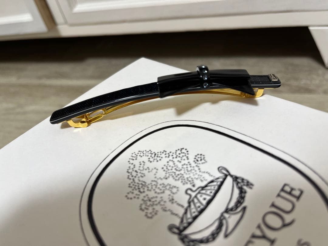 ネイビーリボンバレッタ ゴールド金具　アレクサンドルドゥパリ