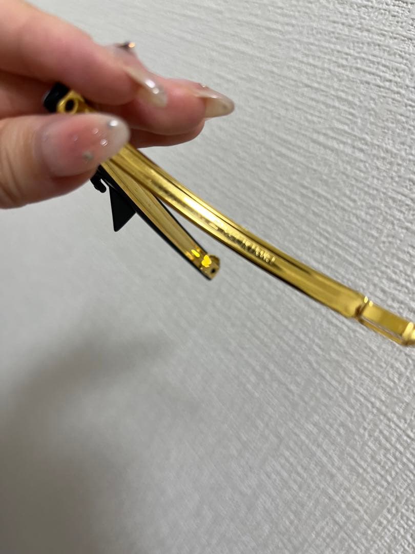 ネイビーリボンバレッタ ゴールド金具　アレクサンドルドゥパリ