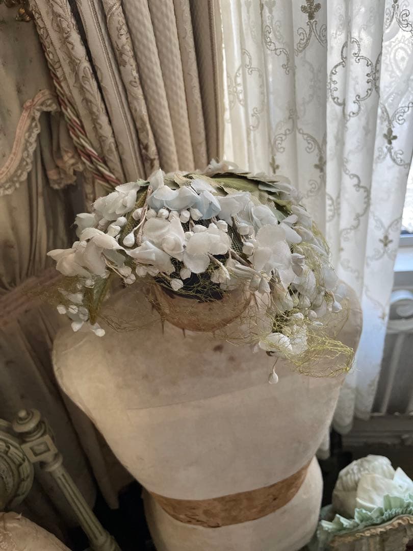 〜♡〜断捨離SALE品〜♡〜フランスアンティーク 布花 いっぱい ヘッドドレス