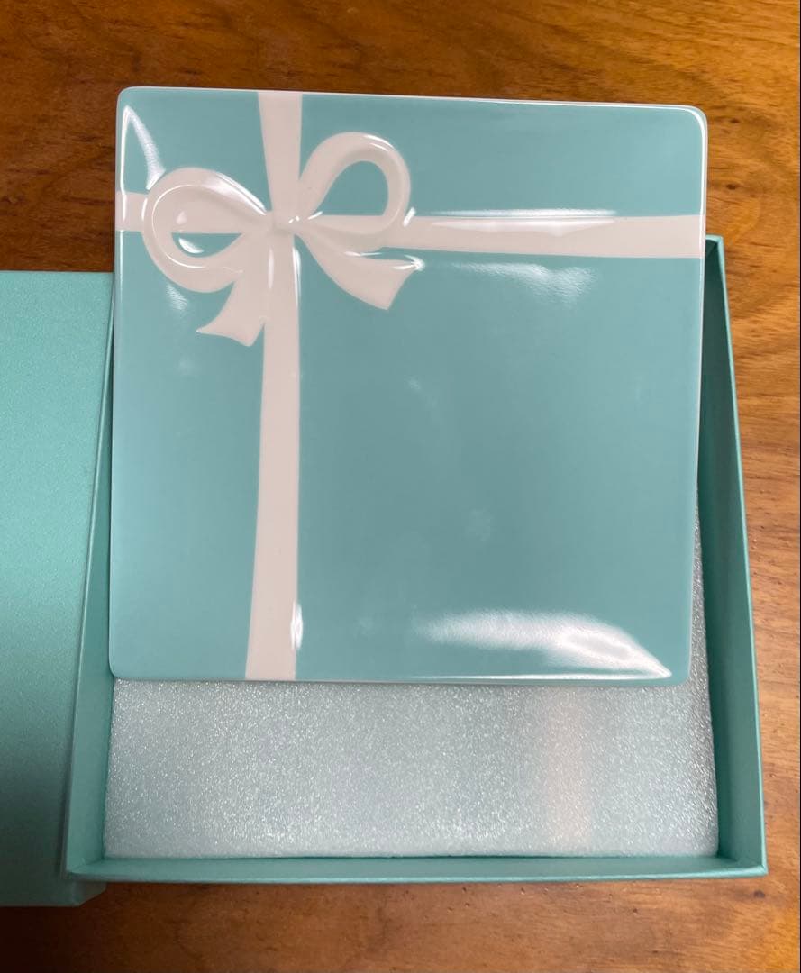 ティファニー　ブルー　リボン　ボウ　スクエア　プレート　皿　2枚　Tiffany
