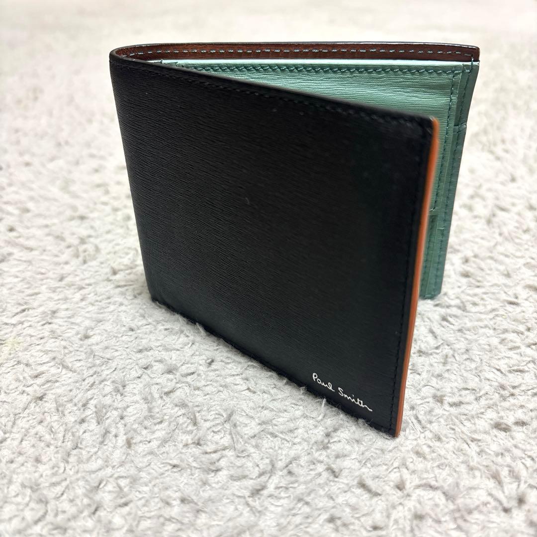 ポールスミス 財布 二つ折り レザー ブラック　イタリア製