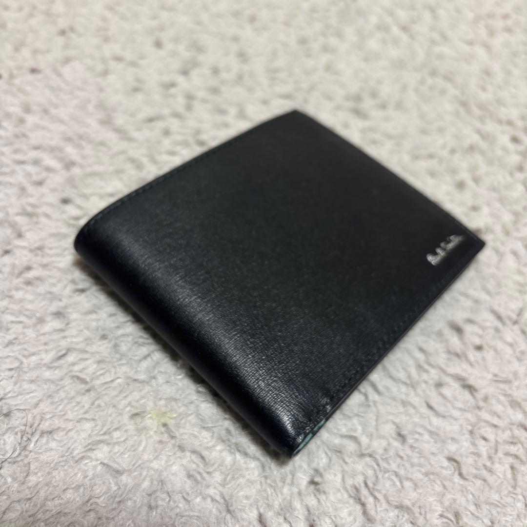 ポールスミス 財布 二つ折り レザー ブラック　イタリア製