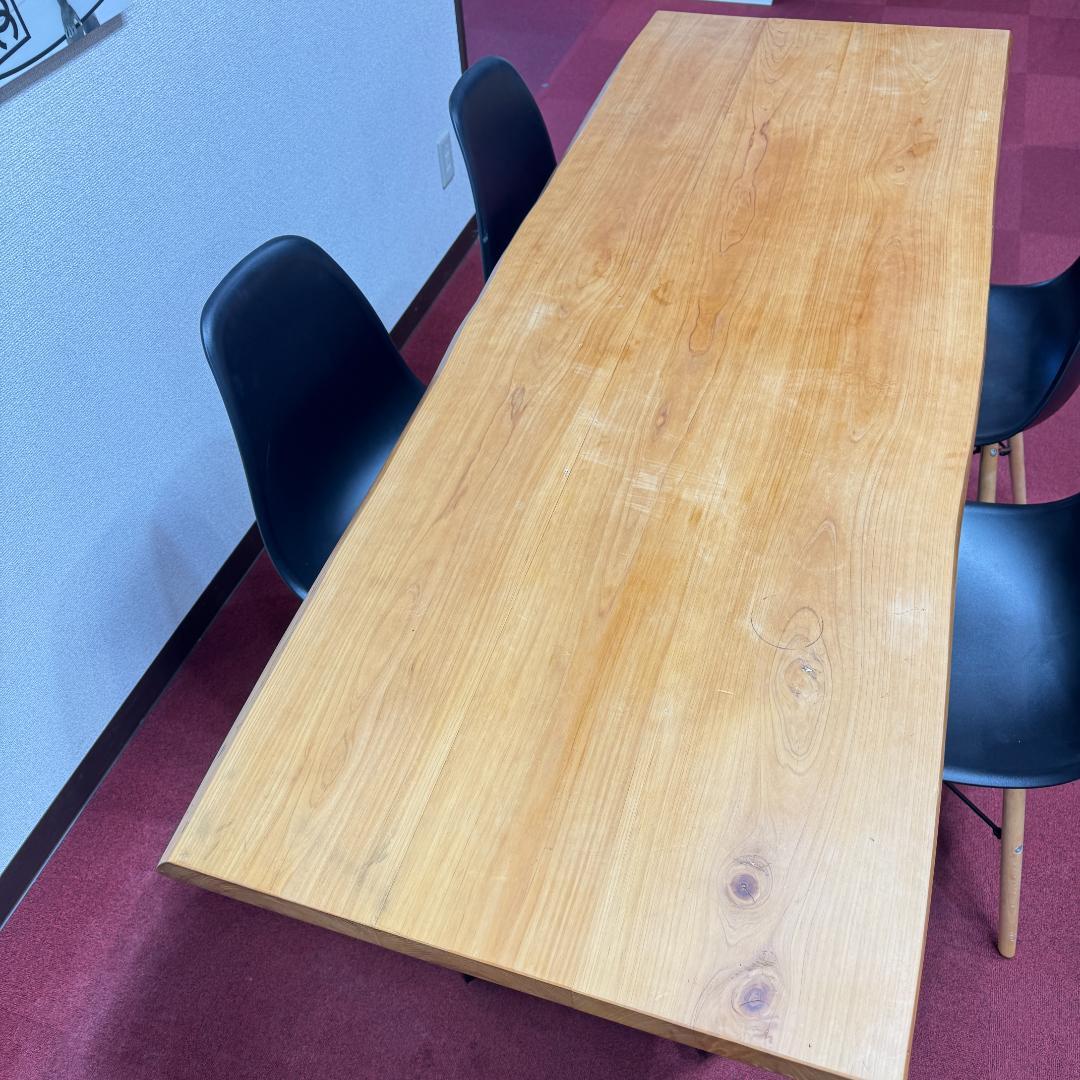 東京23区送料無料　美品ダイニングテーブル５点セット　一枚板　洗浄/除菌済み