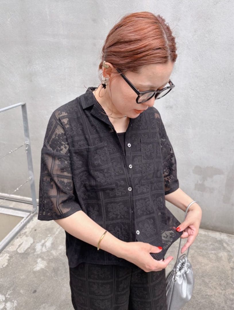 【完売品！美品✨】ピュアルセシン　クロシェット風レースブラウス