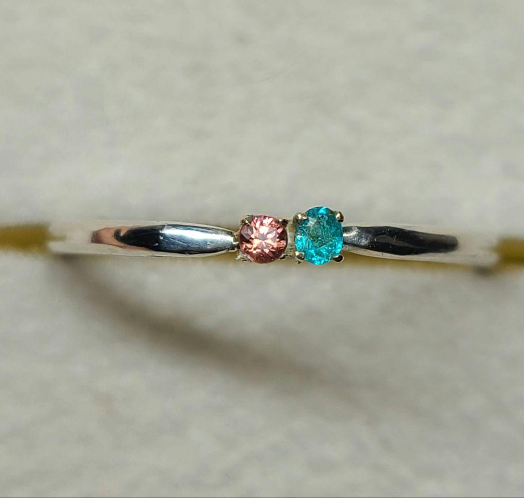 ★ブラジルバターリャパライバトルマリン&パパラチアサファイア10KリングSV★