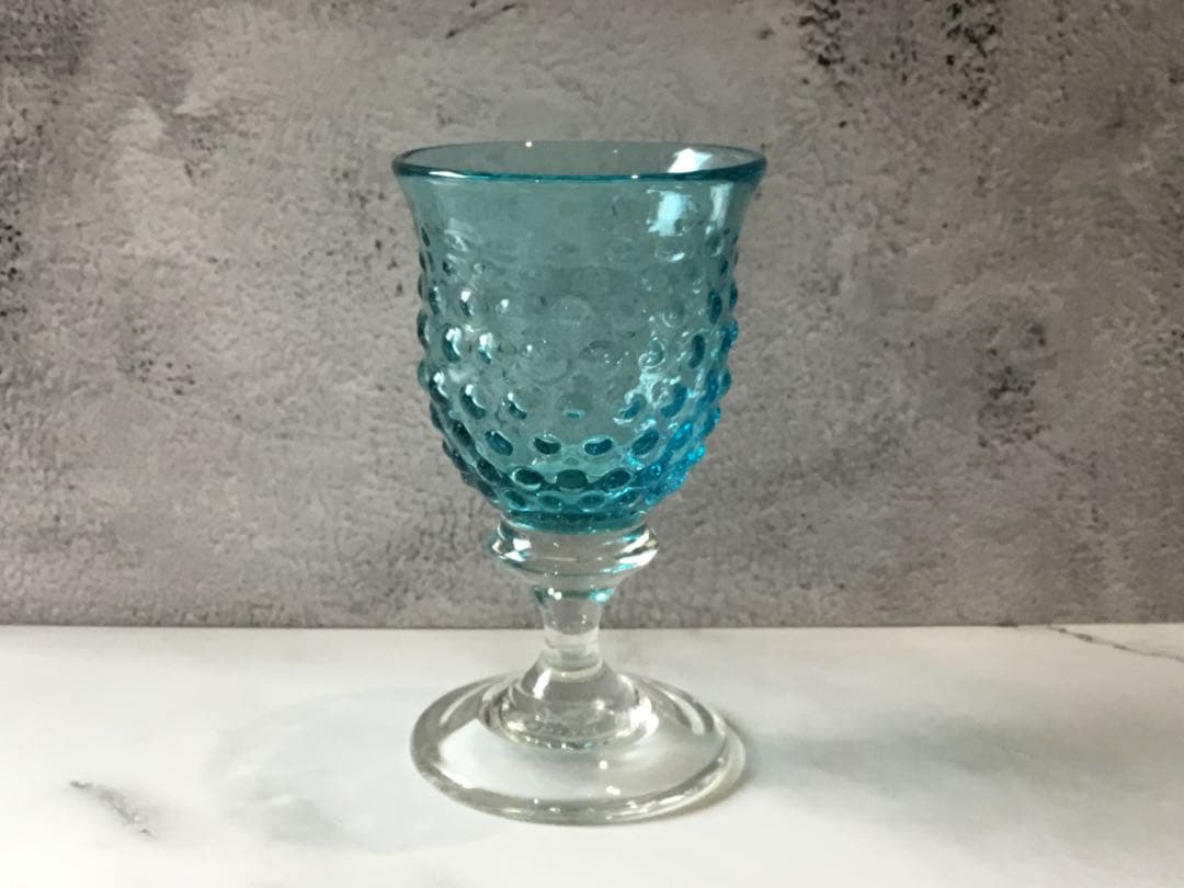 舩木倭帆（ふなきしずほ）作　アラレワイングラス　ブルー