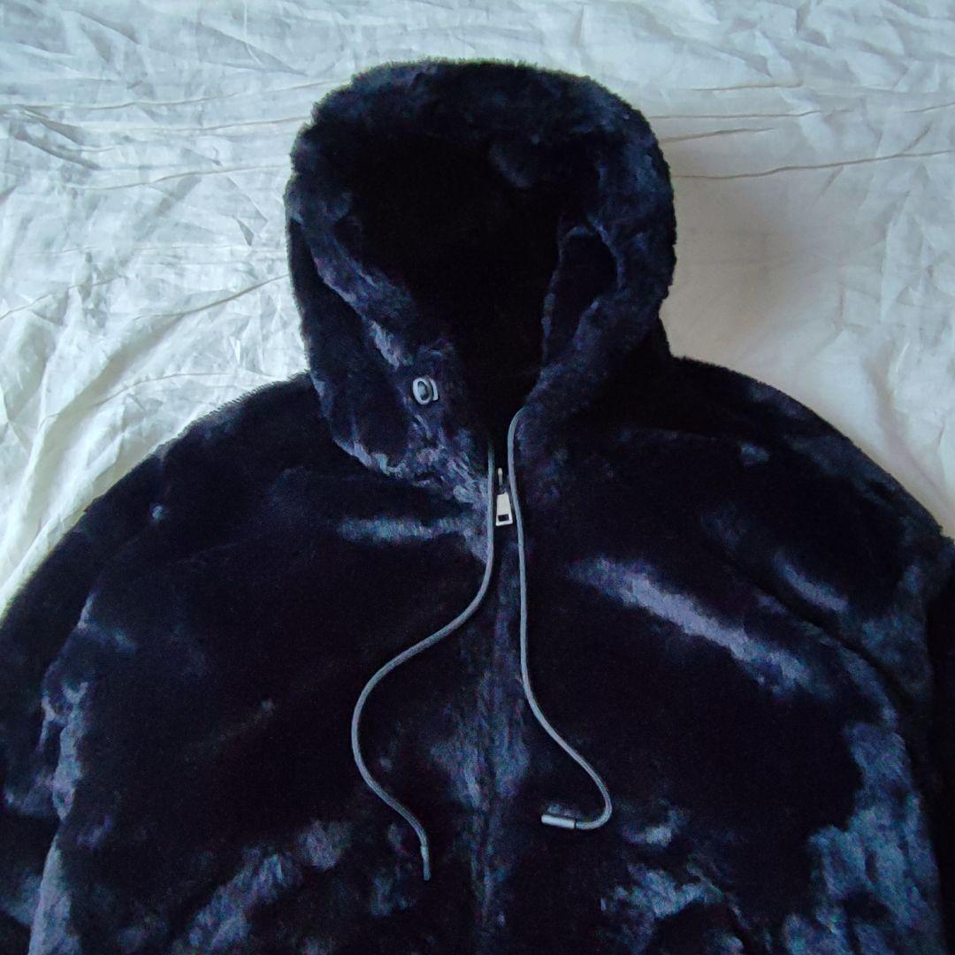 ZARA 短丈 ファージャケット リバーシブル 黒 ダブルジップ Y2K