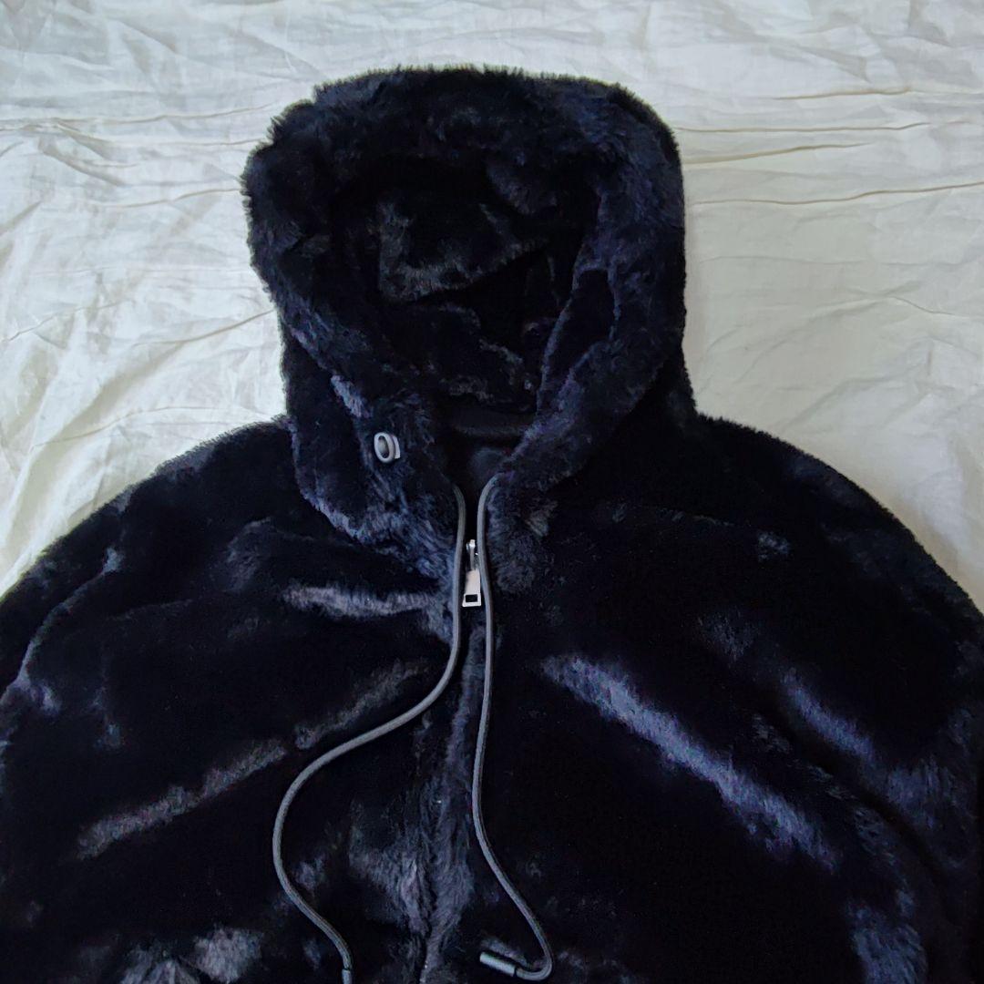 ZARA 短丈 ファージャケット リバーシブル 黒 ダブルジップ Y2K