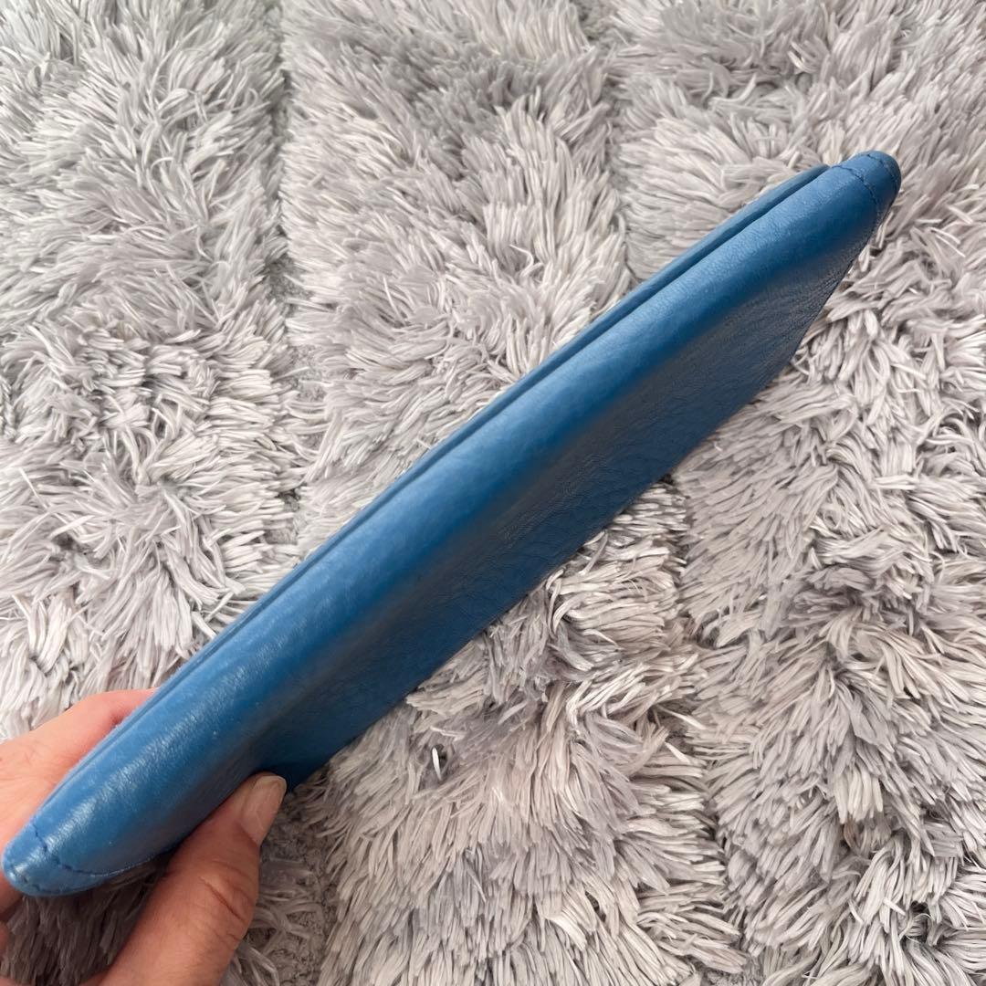 美品✨PRADA ヴィッテロダイノ　シボレザー　メタルロゴ　長財布　コバルト