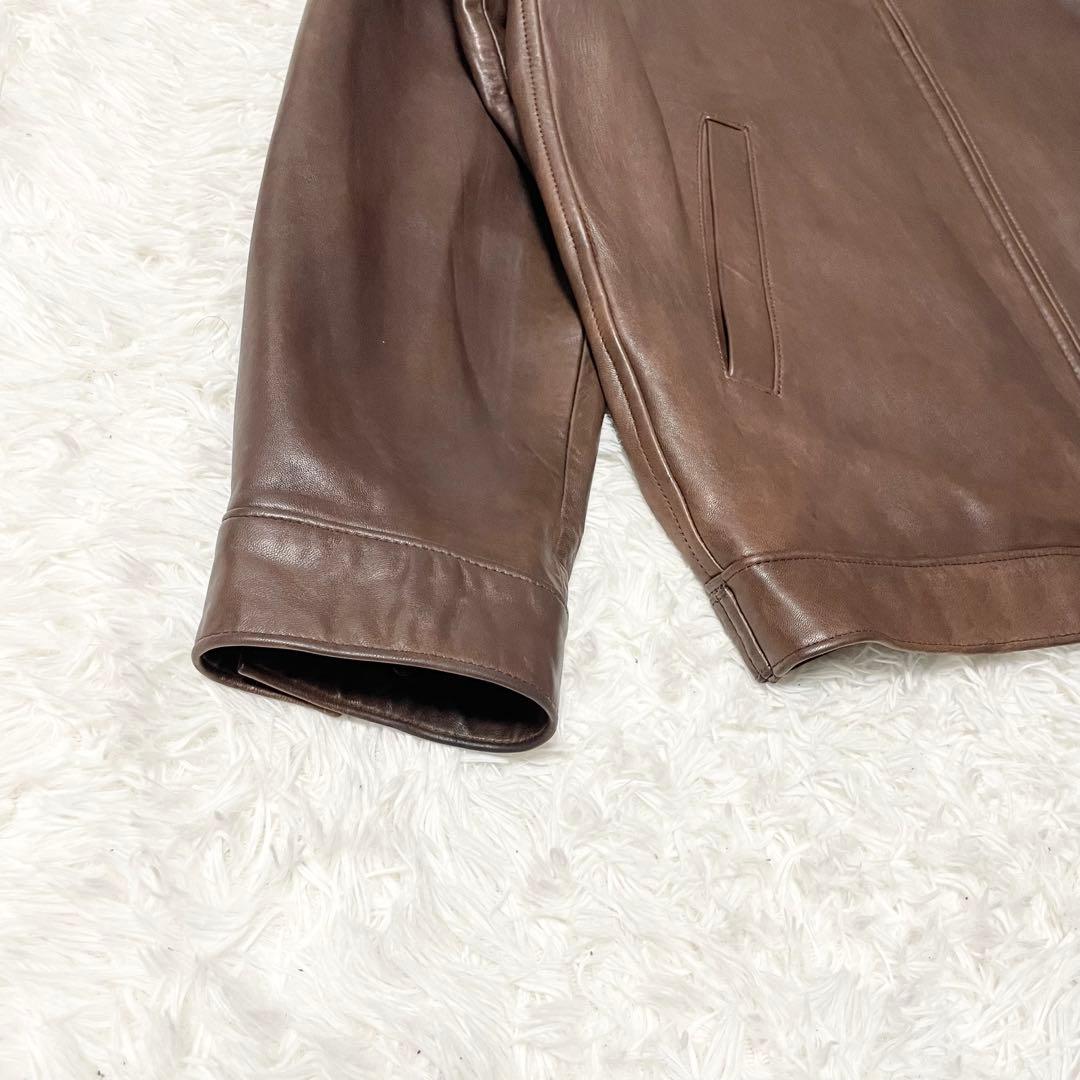 【希少 L】90s ポロラルフローレン ラムレザー スイングトップ ブラウン