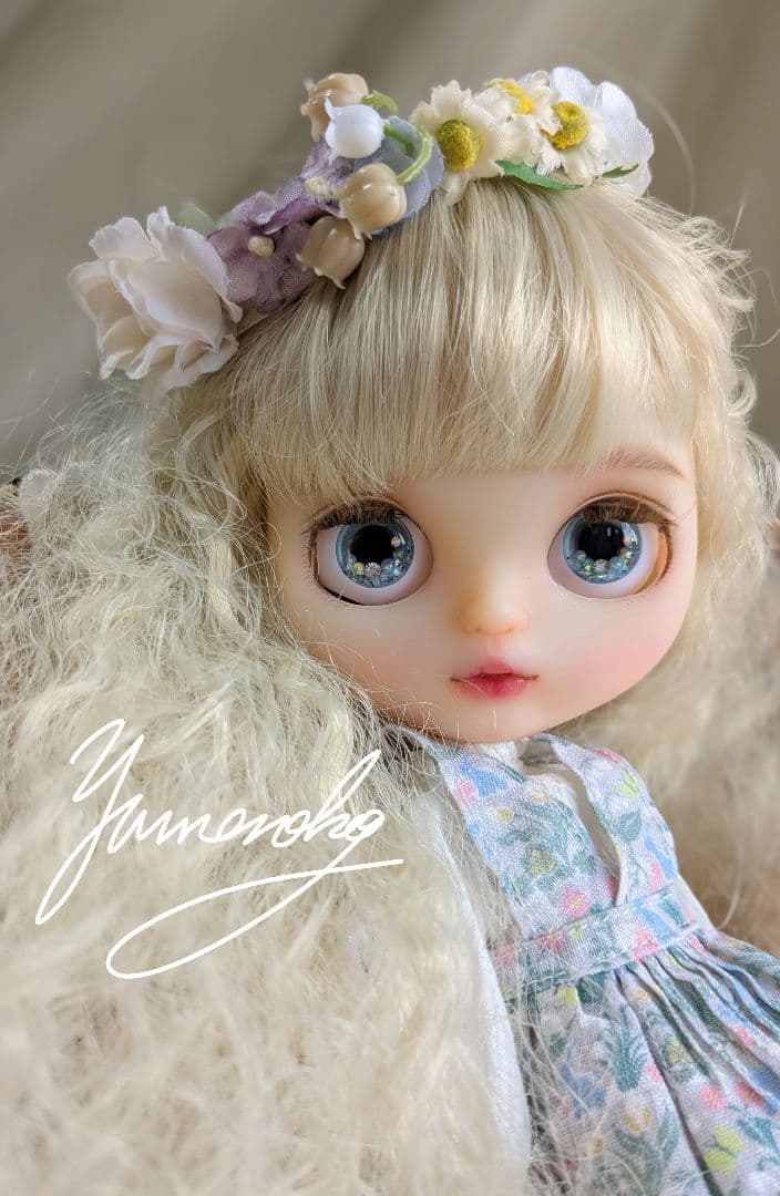 カスタムアイシードール 白いドレスと花かんむりセット 希少 半透明肌