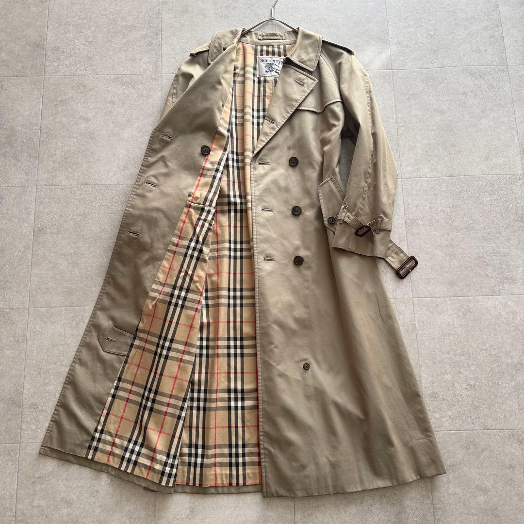 バーバリー　トレンチコート　ノバチェック　玉虫色　ダブル　ベルト　11　ベージュ