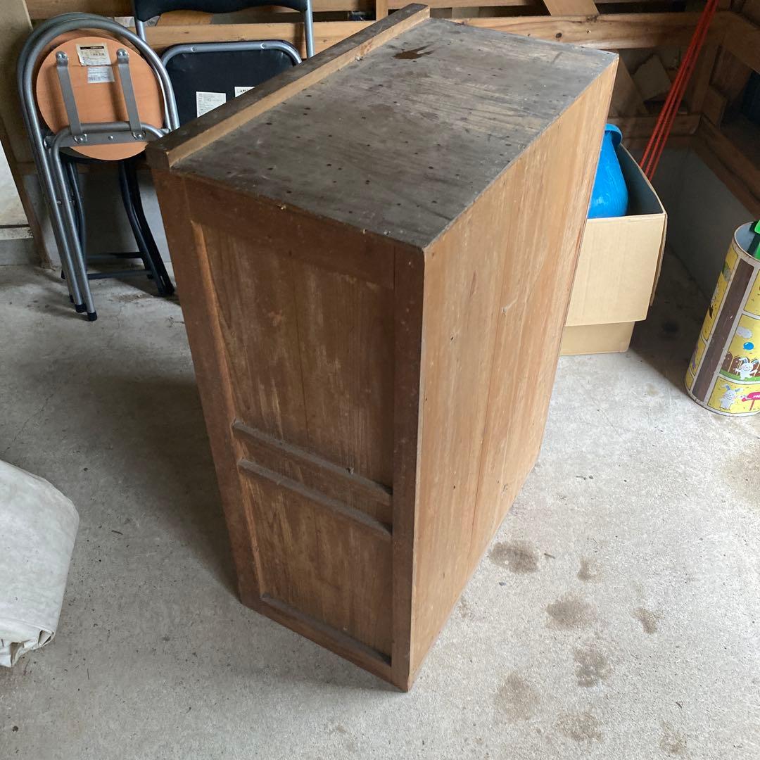 昭和レトロ木製食器棚　引き出し2 戸棚2 骨董　水屋　古民具　和風　木戸