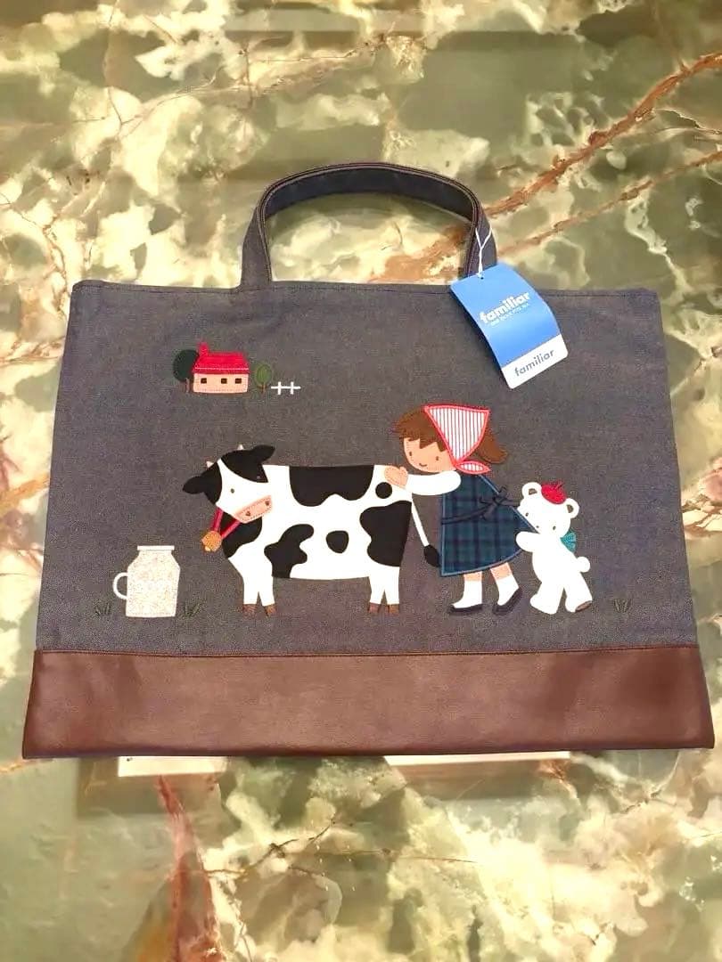 新品！ファミリア×ビームスコラボトートバッグ　デニムバッグ　デニムトートバッグ