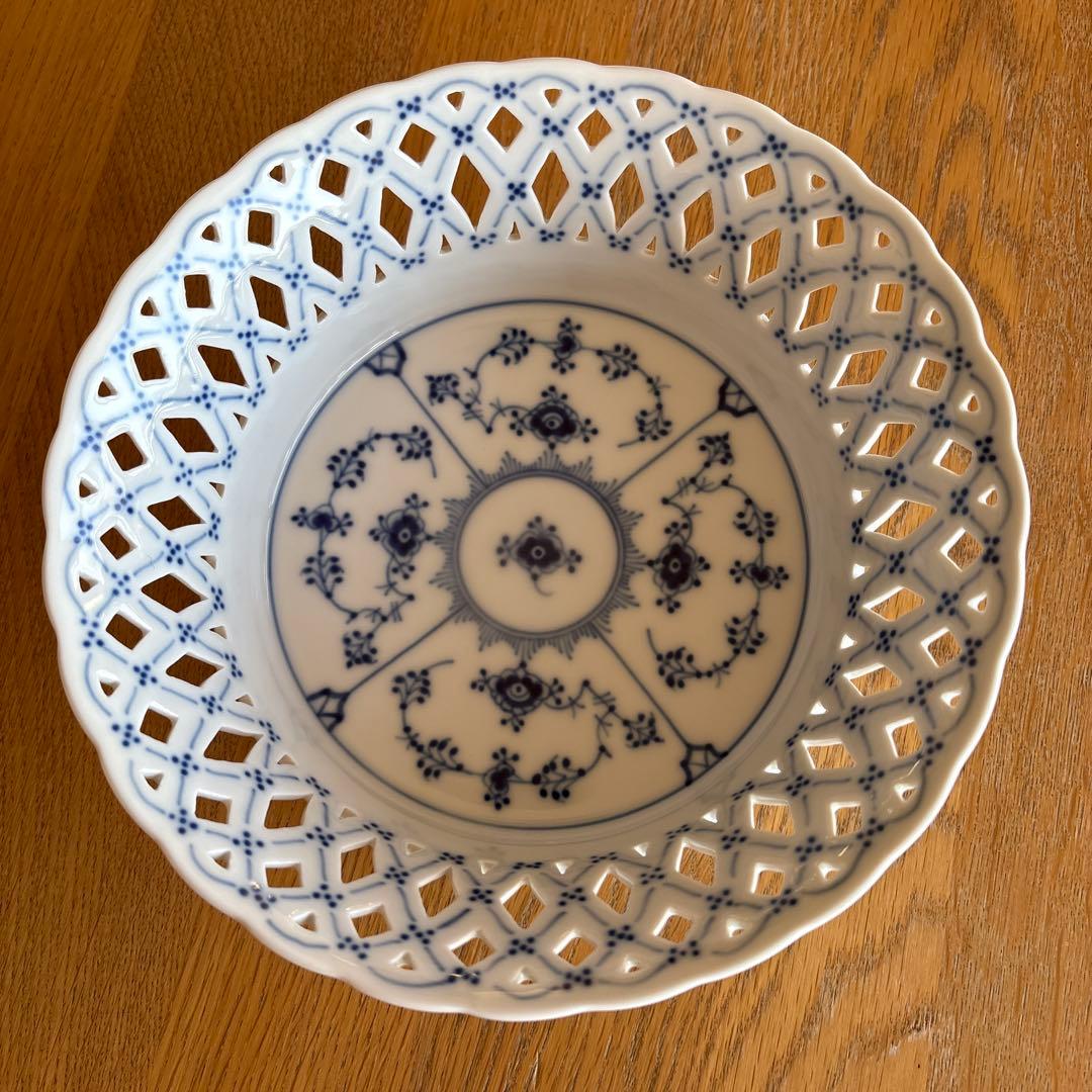 ロイヤルコペンハーゲン フルレース ブルーフルテッド ボウル フルーツバスケット