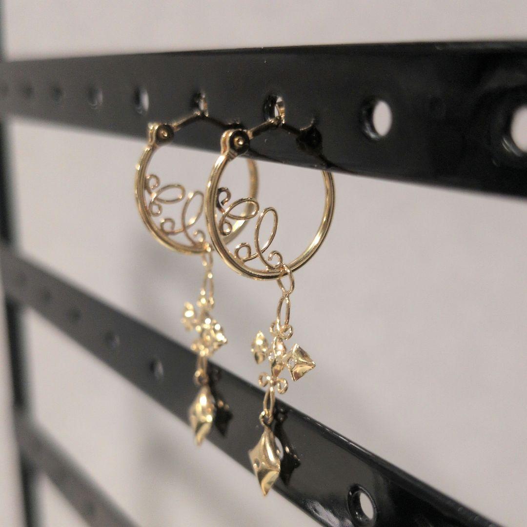 本日限定価格★K18ゴールドフープピアス3WAYクロスデザイン