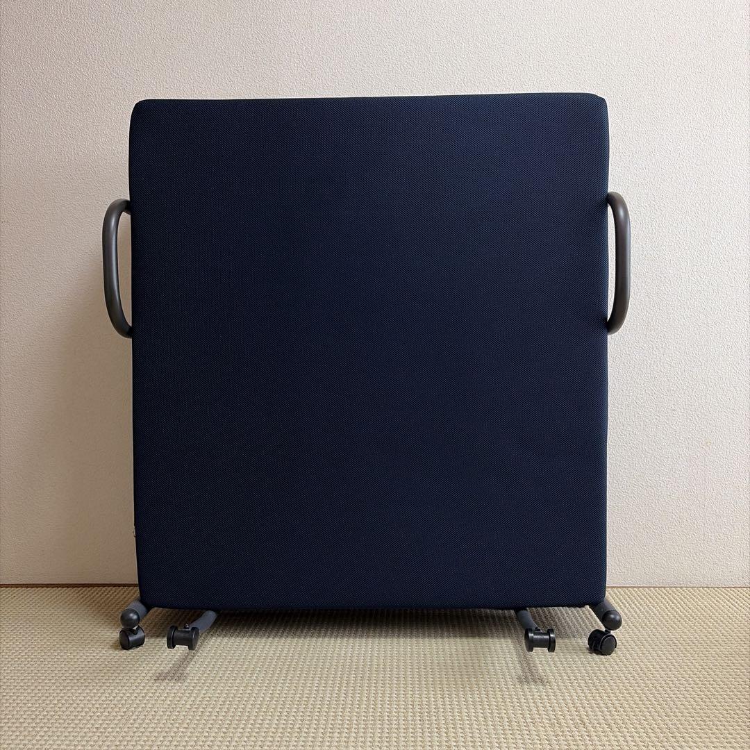 折り畳み高反発ベッド ネイビー スチールフレーム たのメル便