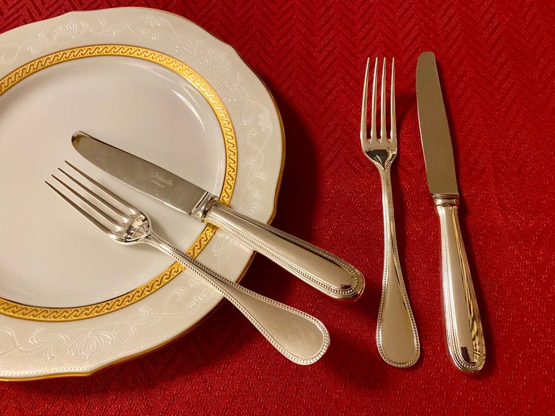 【上品なパール☆美品☆】クリストフル パール デザートサイズカトラリーペアセット