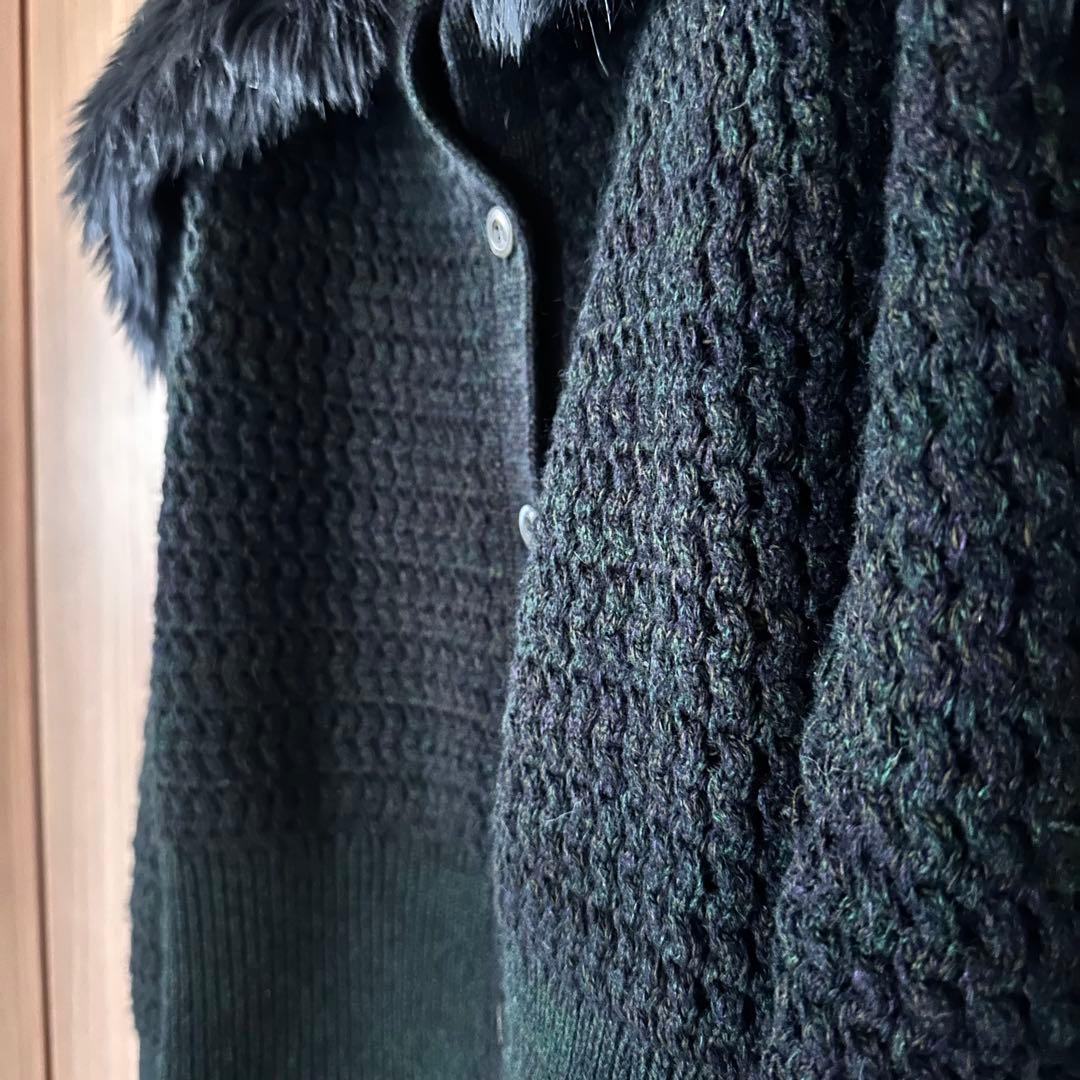 PRADA エコファーのビック襟付き　ニットカーディガン