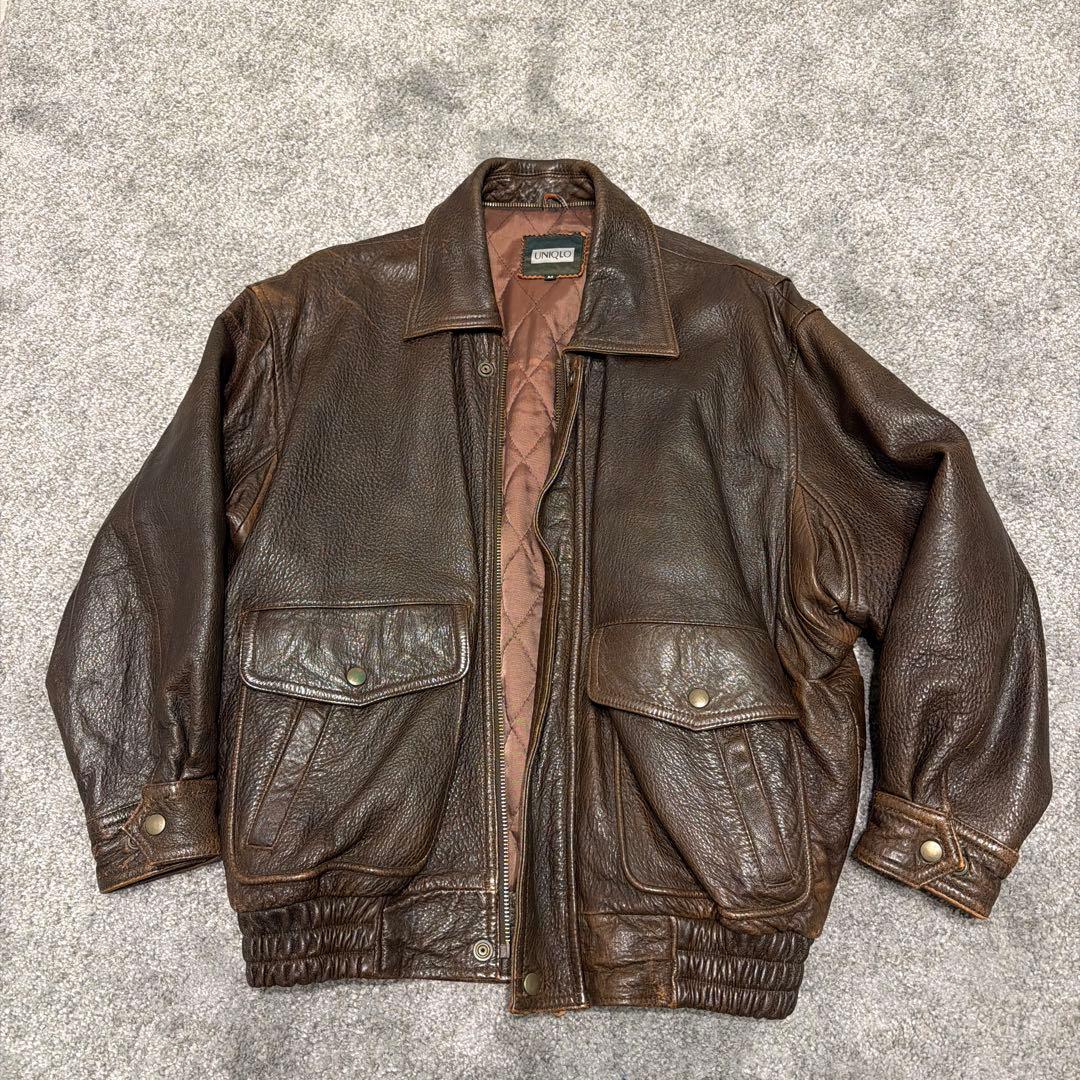 希少　80s OLD UNIQLO レザージャケット M