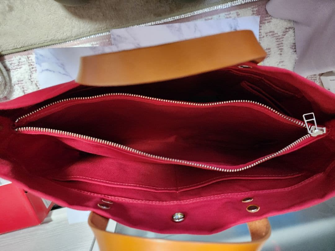 カワニシカバン【ミコM】レッドトートバッグ