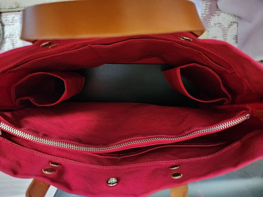 カワニシカバン【ミコM】レッドトートバッグ