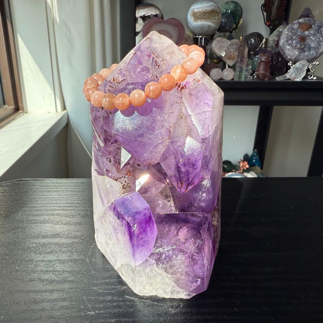 天然石アメジストのポイント　置物　NO.090409