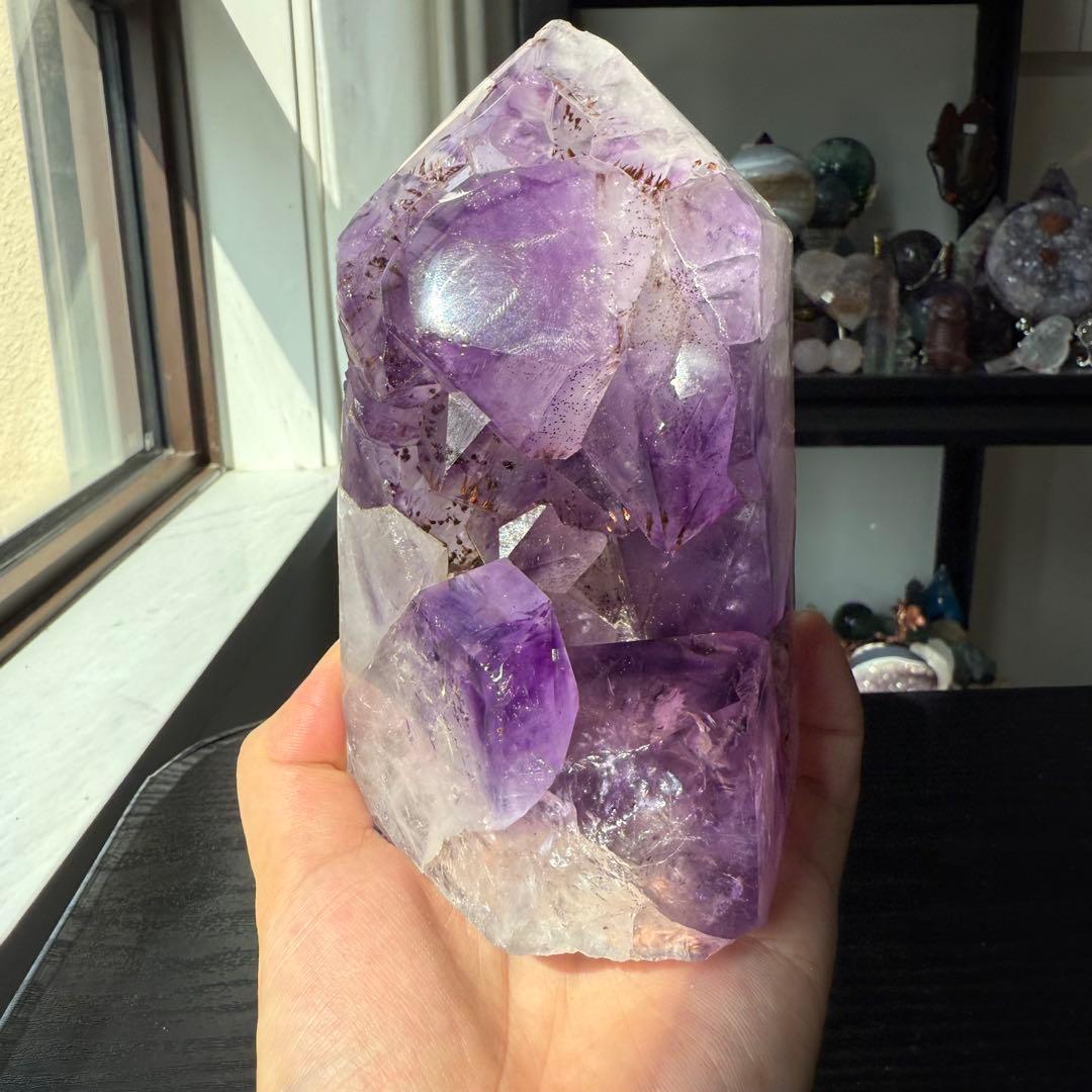 天然石アメジストのポイント　置物　NO.090409