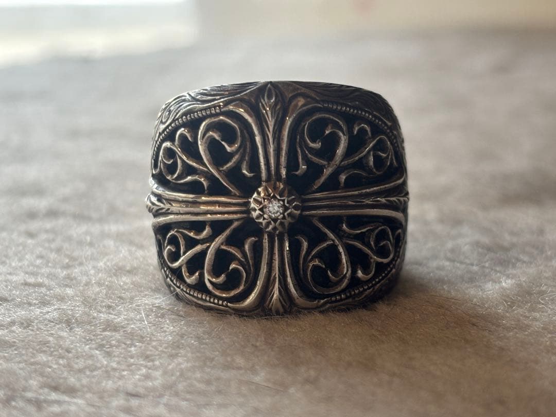 てんころ様用　クロムハーツ　クラシックオーバルクロスリング　彫金カスタム