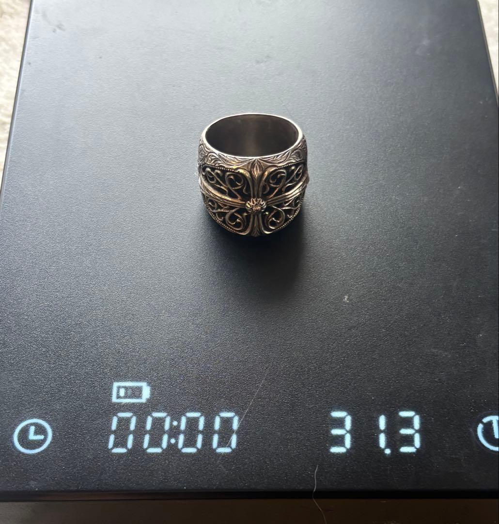 てんころ様用　クロムハーツ　クラシックオーバルクロスリング　彫金カスタム