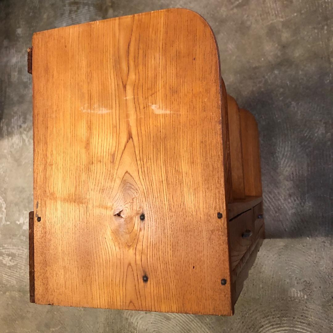 昭和レトロ　引き出し付　本棚　木製ブックスタンド　本立て　レターケース　小物入れ